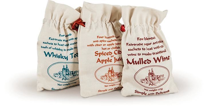Mulled spices in cotton bags